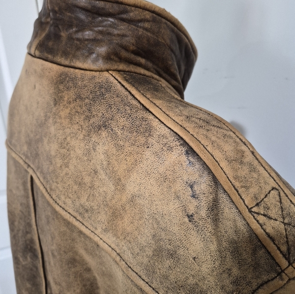 Vtg U2 Wear Me Out Leather Bomber Jacket - Mens sz 46- Distressed/Inner print - Picture 11 of 16